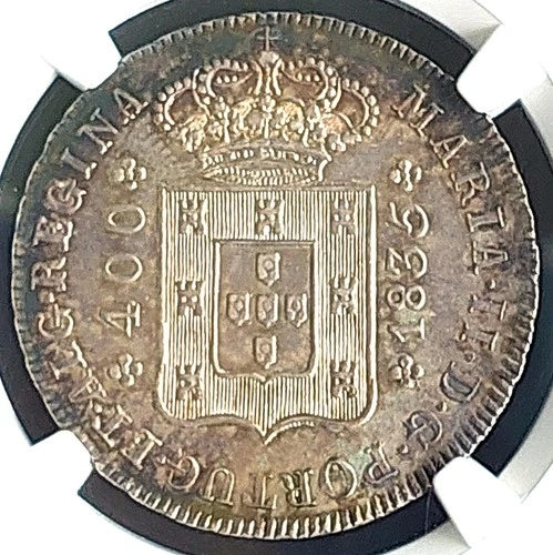 1835 Portugal 400 Reis , NGC Unc.details  , nice silver coin      # 1972, #64-03