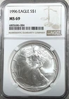 1995 Silver Eagle Mechanical Error NGC MS 69 1996 Label ERROR