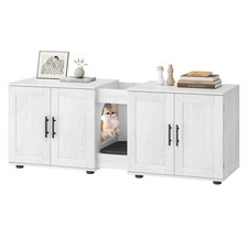 Double Cage Cat Litter Box Enclosure Furniture Hidden Enclosed House for 2 Cats