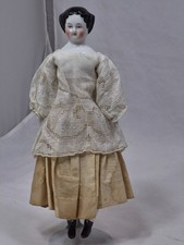 Antique 10" China Head Doll Green Garters  Tasseled Boots Germany c1860s-1870s