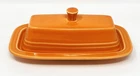 Homer Laughlin 1/4lb Fiesta Tangerine Covered Butter Dish Retired Color (2003)