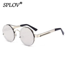 Vintage Steam Punk round Sunglasses Men Women Retro Metal Double Beams Sun Glass