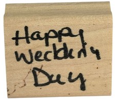 Happy Wedding Day Rubber Stamp Cursive Sentiment Card Making Word Elegant Script