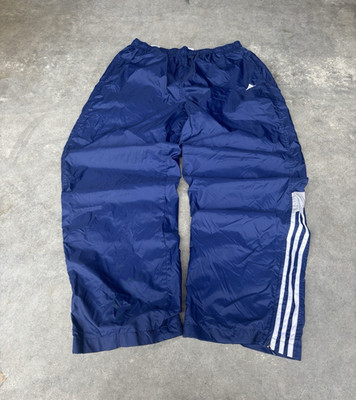 adidas Men's Blue Track Pants L 3-Stripe Ankle Zip Pockets Elastic Waist