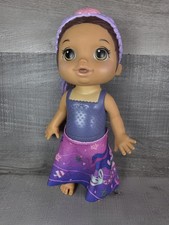 Baby Alive Glam Spa Doll Hasbro Brunette Brown Hair Purple Suit b50