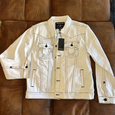 True Religion Mens Jean Jacket Big T Jimmy Optic White XL New | eBay
