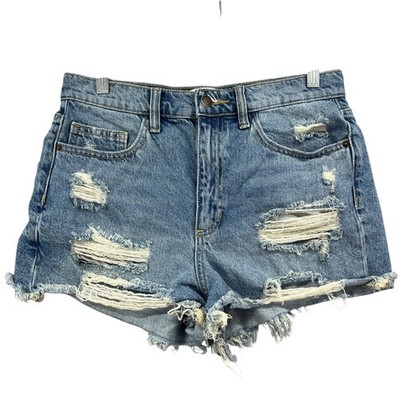 Sneak Peek Vintage Denim Shorts Womens M Blue Distressed Raw Hem Festival Y2K