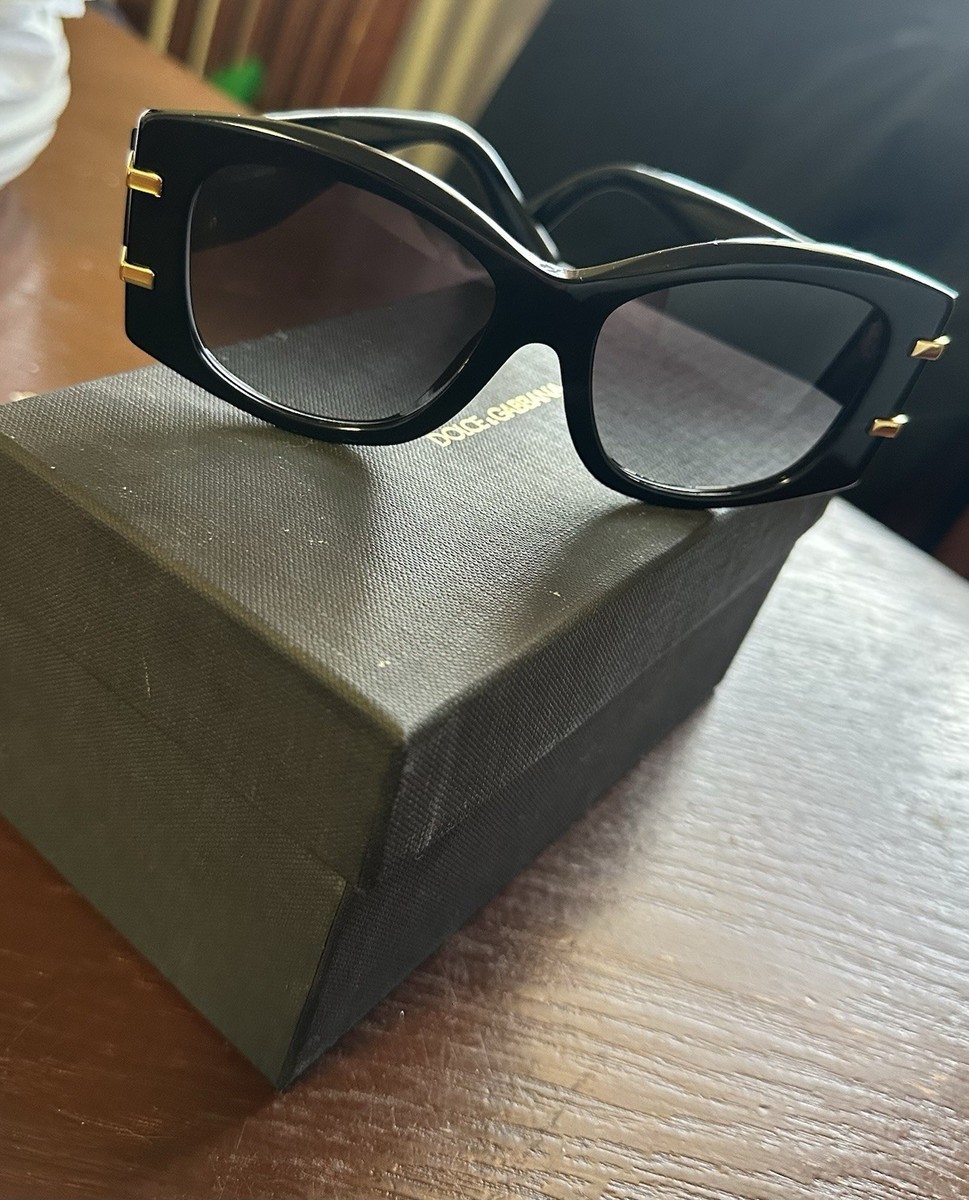 Dolce & Gabbana Oversized Square Black Sunglasses Gold DG Logo
