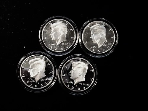 SILVER PROOF KENNEDY HALF DOLLARS (3) 2000 S, (1) 2004 S CAMEO