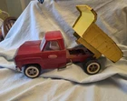 Tonka Pressed Steel Dump Truck Red Yellow Vintage Construction Toy