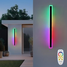 2-Pack 40in Long Outdoor Modern Wall Light, 30W IP65 Waterproof Warm/RGB Wall...