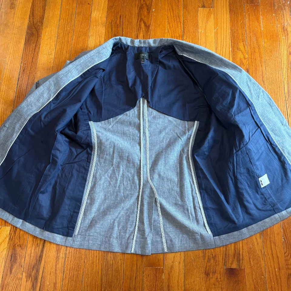 J. Blazer Crew para mujer talla 14 sin estructura azul aguas profundas mezcla de lino cambray Foto 3 de 4