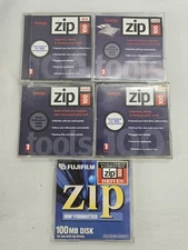 iomega/Fuji Zip 100 Disk Formatted for IBM Compatibles with Cases 100MB Lot of 5