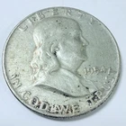 1954 D Ben Franklin- US Half Dollar-90% Silver- Coin #6301