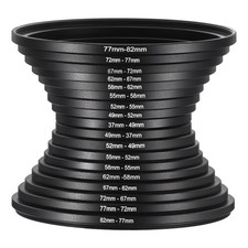 18pcs Metal Step Up Ring Step Down Ring Camera Lens Filter Adapter Aluminum