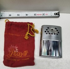 Vintage 1970 Jon-E 78 Hand Warmer Chrome Pocket Heater with Pouch  vent