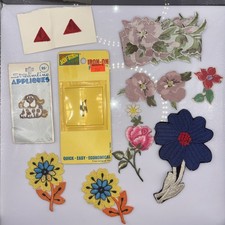Vtg Iron  Sew On Patches.Flowers, Puppy, Letter J  More. Lot Of 14.
