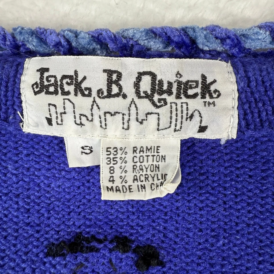 Jack B. vintage Cárdigan Quick Blue Puppy Dog Apliques Cuello en V Talla Pequeña Foto 4 de 4
