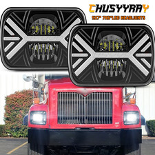 2X LED Headlights High/Low Beam For International 5900i 9200 9400 9900 7300 7400