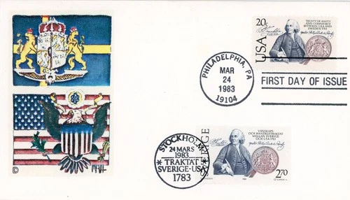 1983 US Sweden Treaty of Amity Joint FDC # 2036 & Sweden # 1453
