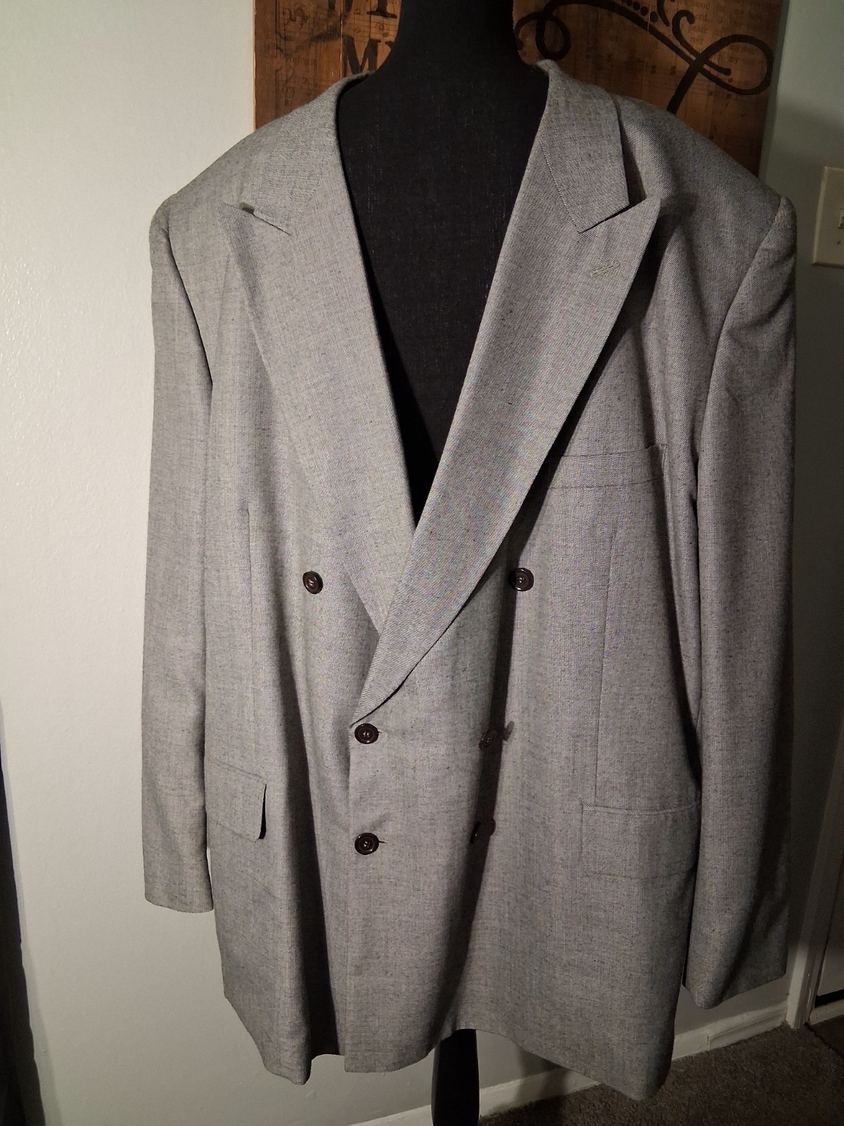 Mens 54L Mazzoni Dress Suit Jacket Gray Big And Tall Waist 4