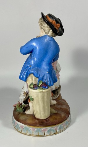 1800’s Early Mark Sitzendorf After Meissen Porcelain Figurine Boy Girl With Goat - Picture 5 of 15