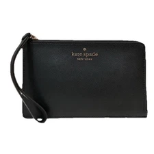 Kate Spade Medium Wristlet Leather Wallet Black New