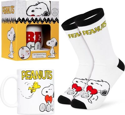 CORIEX Peanuts Snoopy Set de Regalo con Taza y Calcetines - Taza de Café Taza de Té