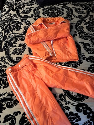 Vintage Mizuno Track Suit Bright Neon Orange Men's Size xs or small Striped 2pc