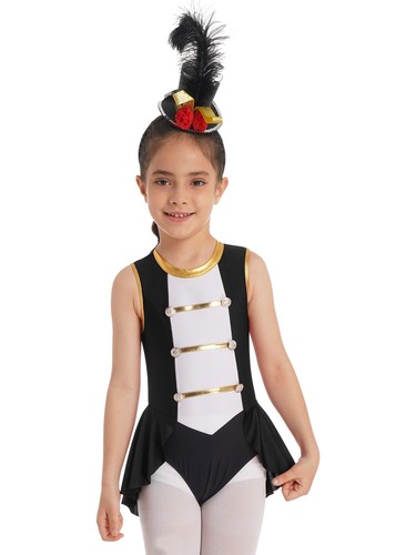 Girls Circus Ringmaster Costume Kid Halloween Leotard Carnival Cosplay Dress Up - Picture 21 of 52