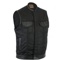 Mens Dream Apparel Concealed Front Closure Textile Motorcycle Vest, XXL