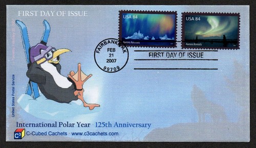 USA, SCOTT #4123, C3 C-CUBED FDC COVER INTERNATIONAL POLAR 2007 AURORA AUSTRALIS - Picture 1 of 2