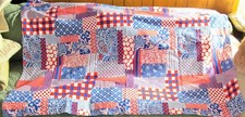 PRICE REDUCED Patriotic Red White Blue Cotton Tablecloth