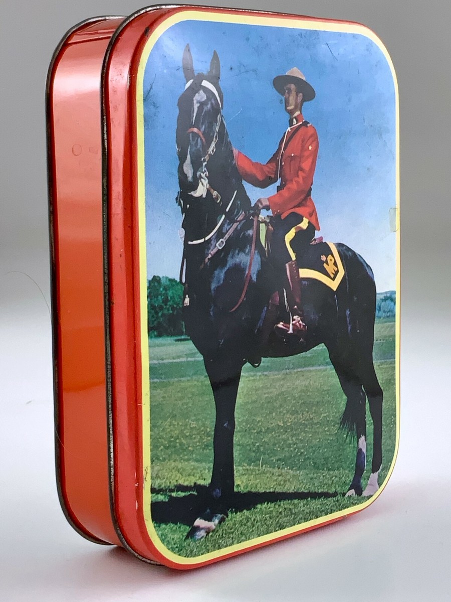 Canada Mountie RCMP Royal Canadian Mounted Police Red Tin Vintage