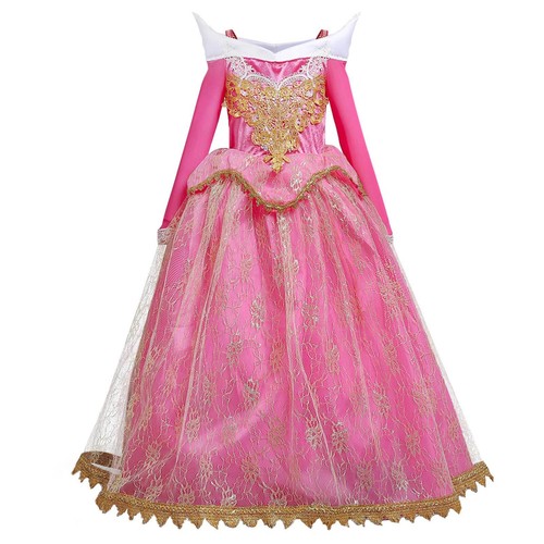 Girl's Princess Dress Aurora Sleeping Beauty Gown Cosplay Halloween Fancy Dress - Picture 15 of 17