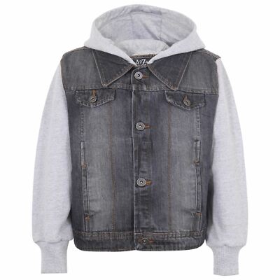 Jeansjacke schwarz Fleece Kapuze Stil Mantel Langarm Freizeit Mode für Jungen