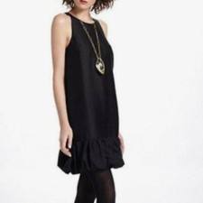 Anthropologie Leifsdottir little black dress silk blend puff hem size 0