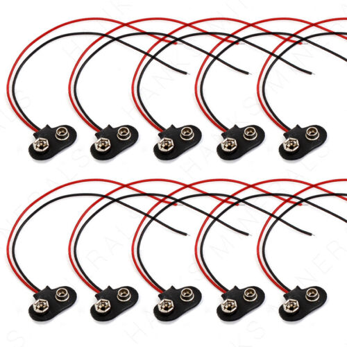 10x 9V 15cm Battery Connector T Type Clip Plug Wire Cord Leads 9 Volt - Picture 1 of 1