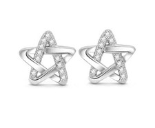 10mm Star CZ Micro Pave 925 Sterling Silver stud Earrings Gift box PE25