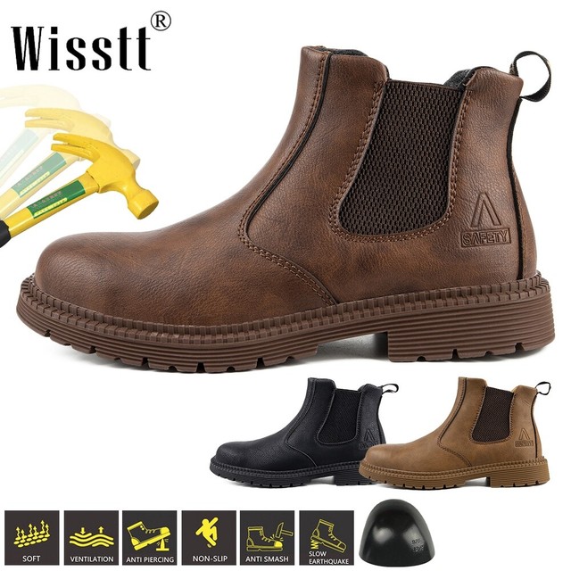 skechers steel toe slip on boots