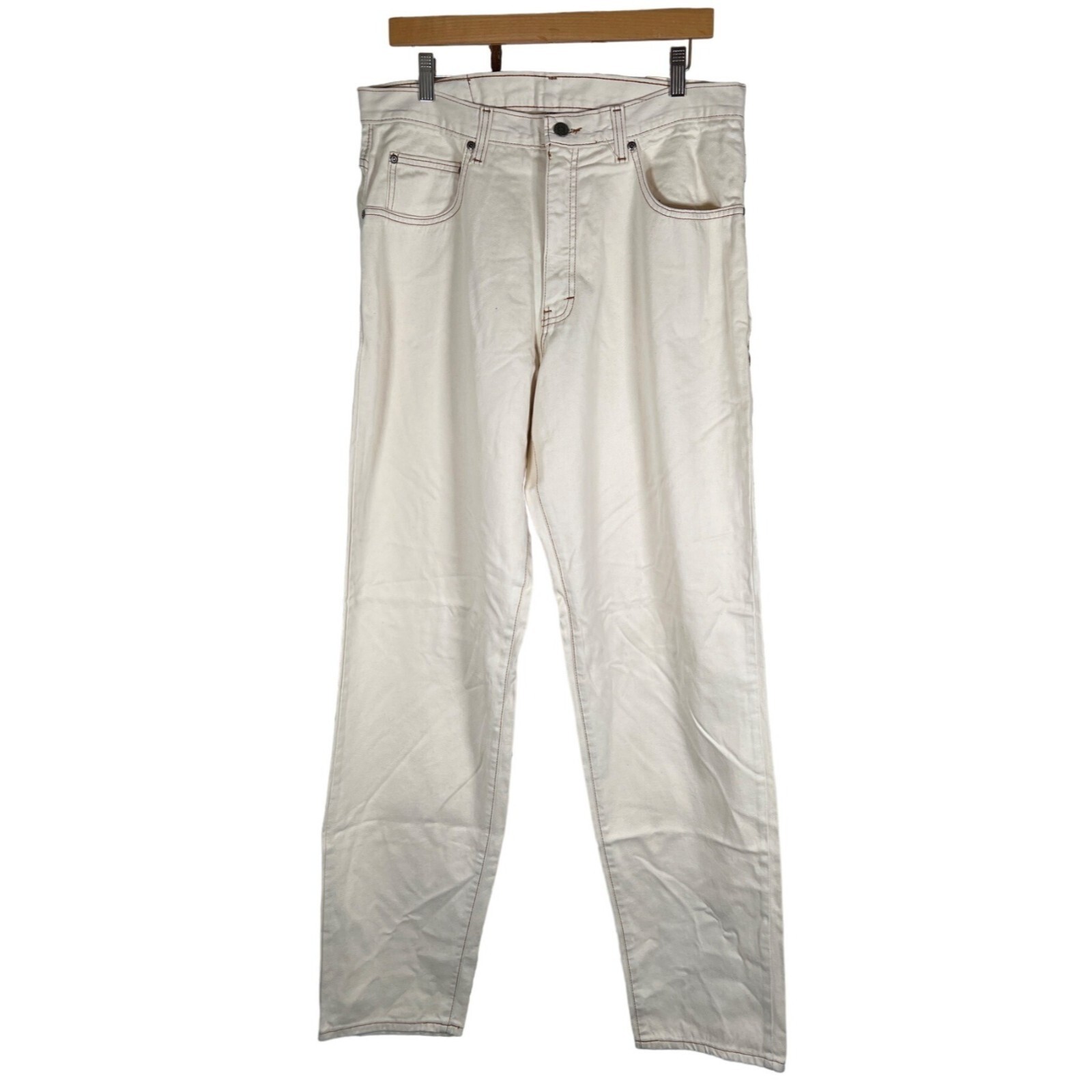 NWT 90s RARE Perry Ellis Mens Size 34 x 34 Loose Fit Jeans Beige Cotton USA