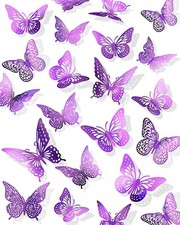 72 piezas de decoraci n de pared de mariposas 3D, mariposa morada