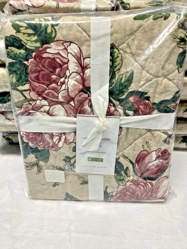 Pottery Barn Adelise Floral 26" x 26" EURO Algodão Linho Sham French Country NOVO - Imagem 2 de 4