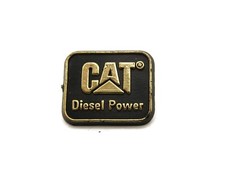 Vintage Caterpillar CAT Diesel Power Pin Black Gold Tone Logo Lapel Hat Badge
