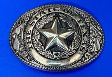 The Great States of Texas Lone Star Seal Silver Tone Western Cowboy Belt Buckle