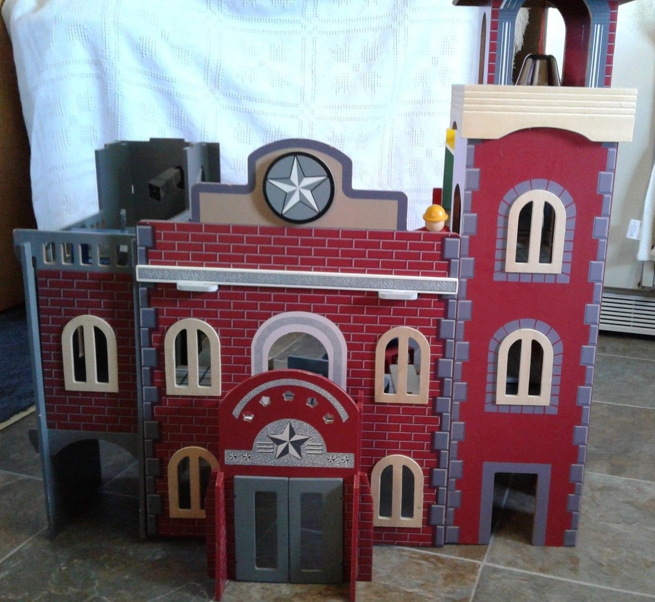 Kid Kraft Deluxe Firehouse Rescue Playset Helicopter Fire Truck Police
