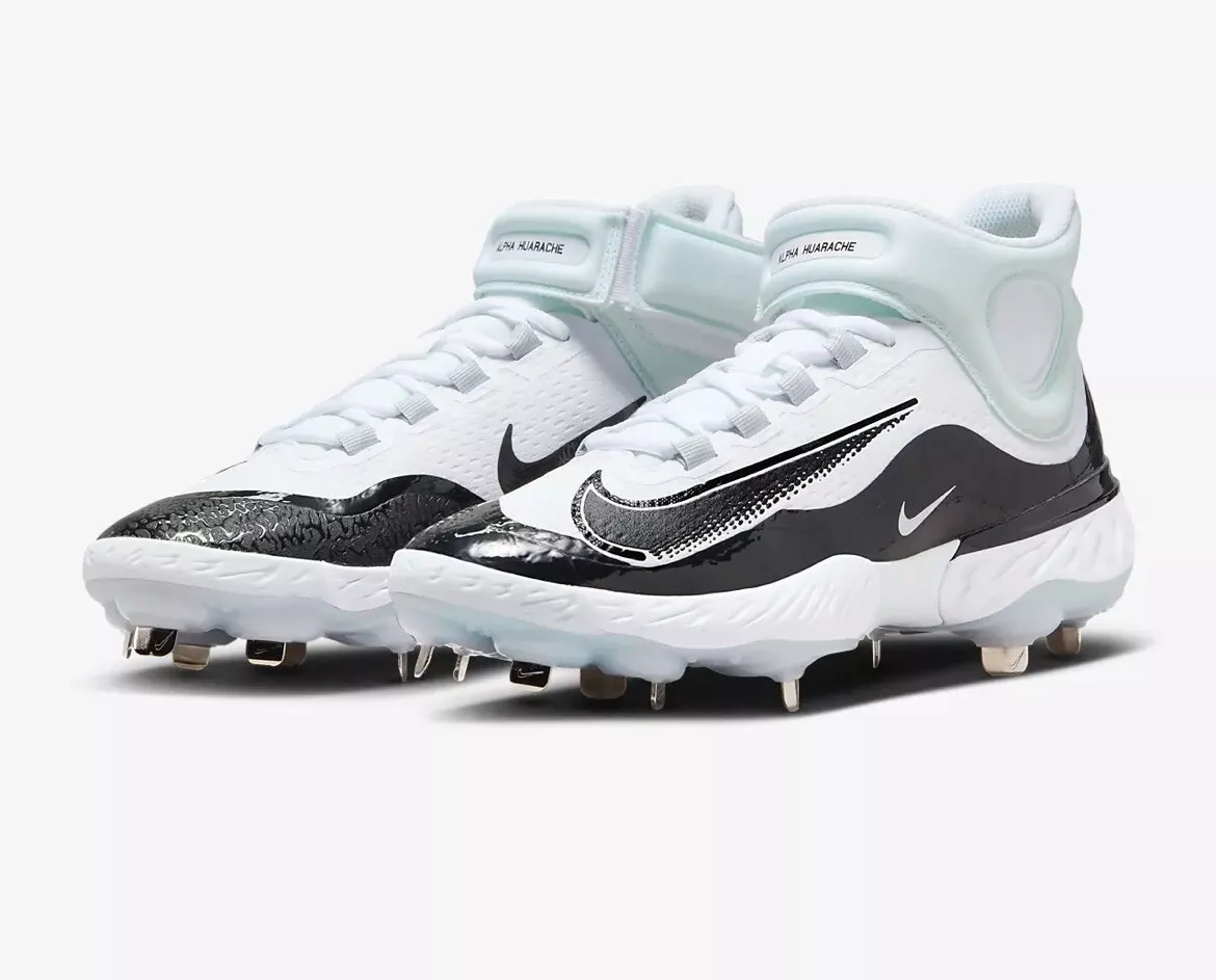 Crampons de baseball Nike Alpha Huarache Elite 4 pour hommes taille 13 blanc/noir FD2744