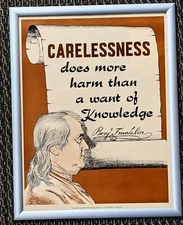Poster Motivional Business CARELESSNESS by BEN FRANKLIN  OFFERS WELCOME