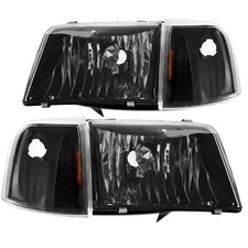 Black Headlights +Signal Lamps LEFT+RIGHT For 1993-1997 Ford Ranger PickUp