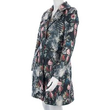 Ladies Multicolour Floral Coat By N & Willow Size Medium 12 Uk